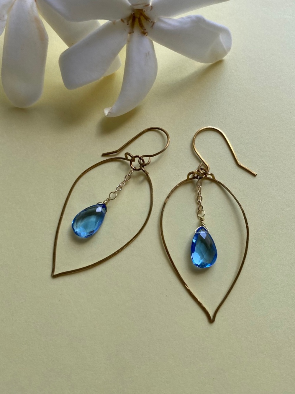 Handmade Hoop Earrings with Blue Apatite